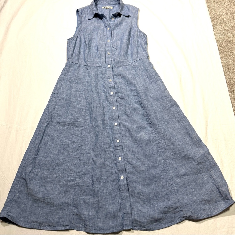 Boden Light Blue Sleeveless Midi Shirt Dress - Picture 6 of 13